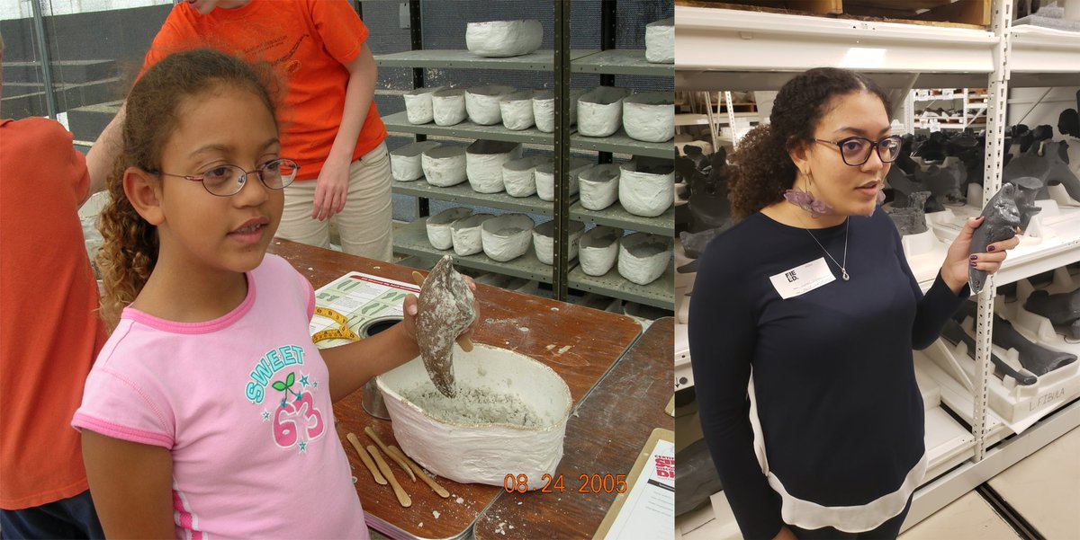 Then: me, age 7, at the Field Museum when I first decided to be a paleontologist 

Now: me, age 23, a visiting researcher in the paleo collections at the Field Museum studying dinosaurs