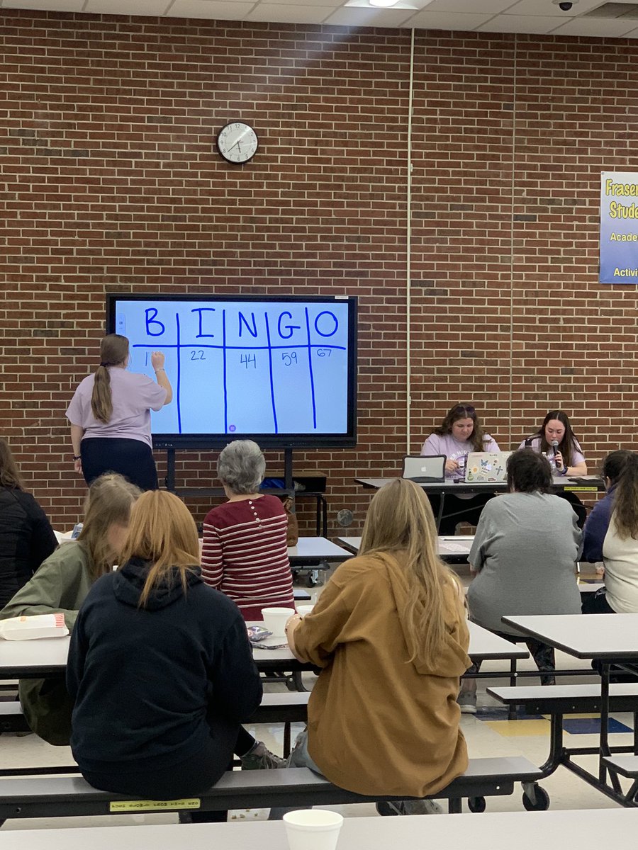 It’s BINGO night at FHS!  So much fun supporting our charity of the year, Turning Point! 💜. Very proud of our <a href="/FraserStuco/">Fraser Student Council</a> for bringing our community together to support a great cause