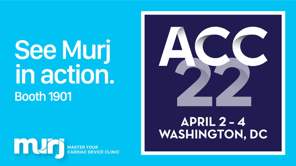 Murj (@gomurj) on Twitter photo Our Murj team is headed to <a href="/ACCinTouch/">American College of Cardiology</a>'s #ACC22. Join us April 2-4 to see the latest science and innovation in the cardiac field, and learn about practice-changing updates in care. accscientificsession.acc.org Our Murj team is headed to <a href="/ACCinTouch/">American College of Cardiology</a>'s #ACC22. Join us April 2-4 to see the latest science and innovation in the cardiac field, and learn about practice-changing updates in care. accscientificsession.acc.org