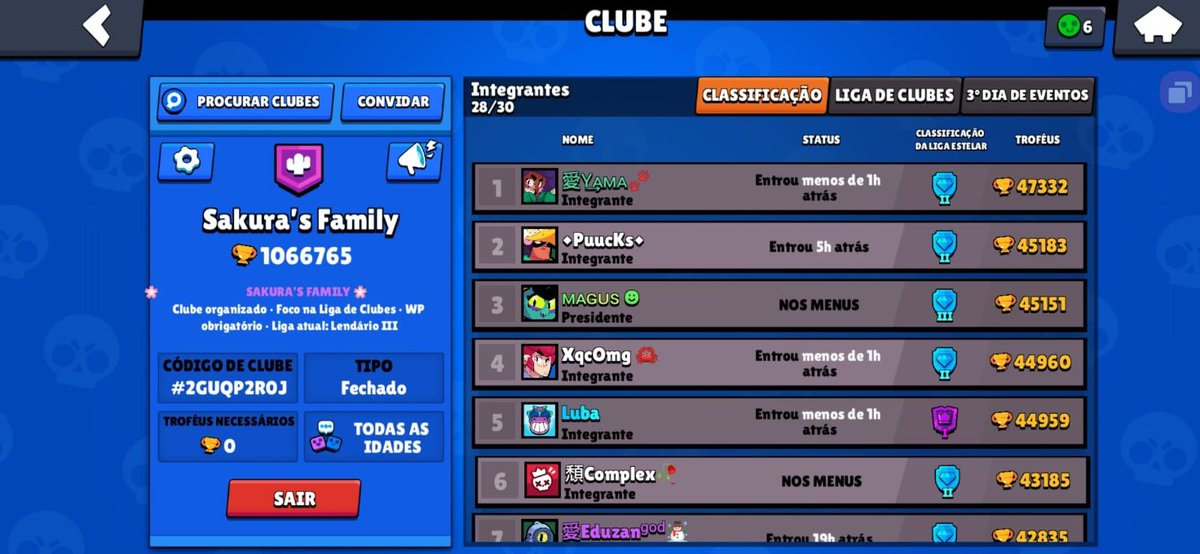Eu e meus amgs estamos recrutando novos players para nosso clã, quem estiver interessado cola com a gnt <3
☑️Estamos Lendário III 🔥 (caimos do Mestre por um time n ter jogado).
☑️Grupo no zap e dc.
Quem não tiver ainda o Mestre vem com a gnt q é sucesso :) 🤩
