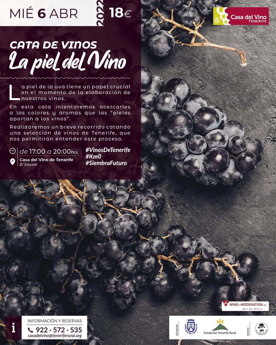 LA PIEL DEL VINO, nueva actividad en nuestra Casa que les aseguramos va a ser muy interesante 🍷🍇

#vinosdetenerife #km0 #siembrafururo #casadelvinotenerife #teneriferural