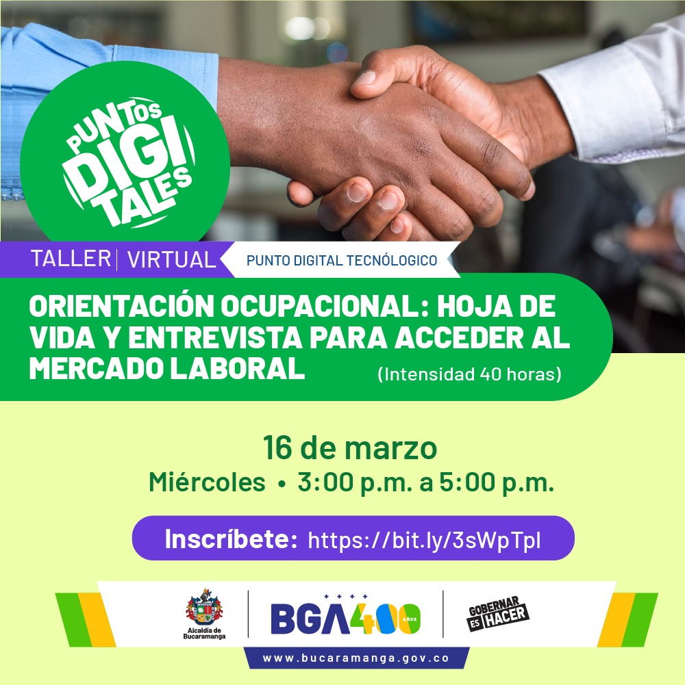 OficinaTICBGA's tweet photo. ¡Taller de orientación laboral!
Conoce las estrategias para realizar búsquedas efectivas de empleo, aprende a elaborar la hoja de vida y prepárate para presentar entrevistas laborales. Bucaramanga #CiudadTransparente y de oportunidades.
Inscripciones
▶️https://t.co/CXf1nC9Q7p https://t.co/7xjPZO7kTF