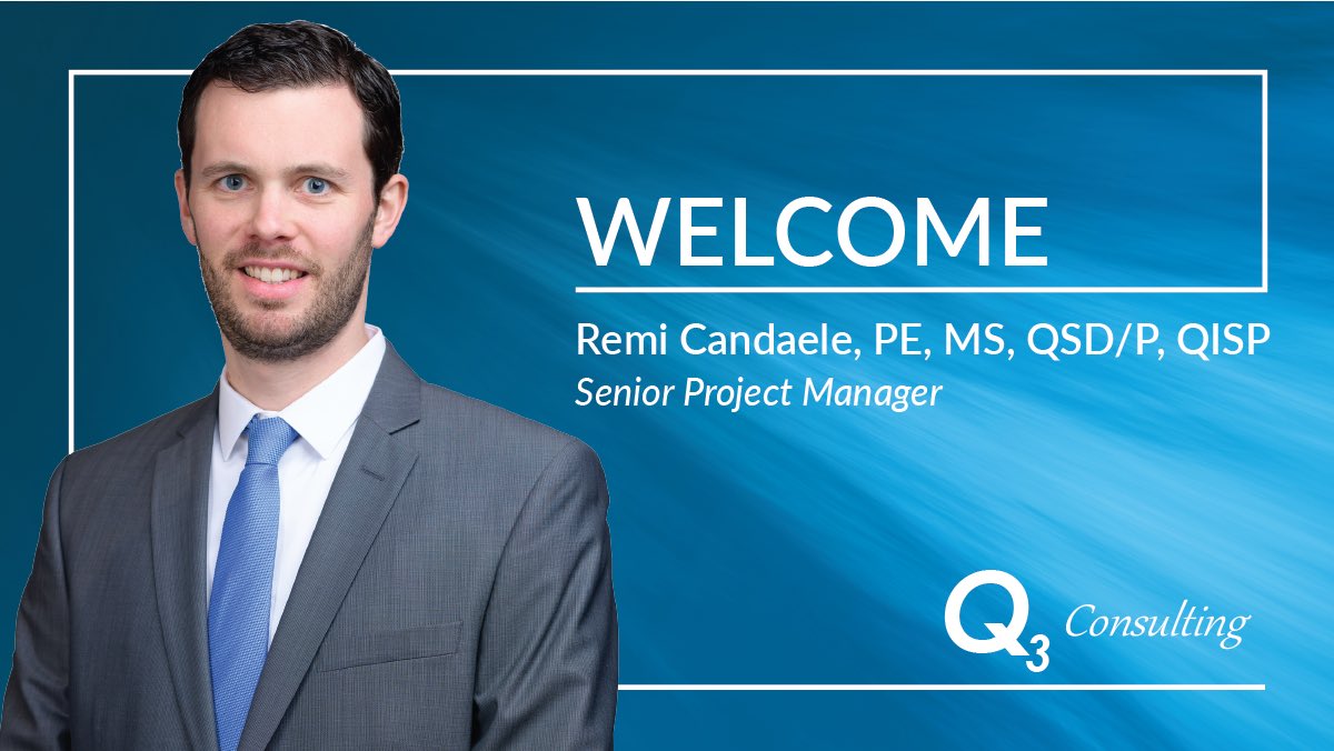 q3stormwater's tweet photo. We are excited to welcome Remi Candaele to Q3 Consulting as Senior Project Manager. Remi’s expertise brings water quality solutions to Q3’s stormwater management suite of services. A recognized industry leader, Remi is the current @ASCEOC Branch President. #AllThingsStormwater https://t.co/2djPchcyVs