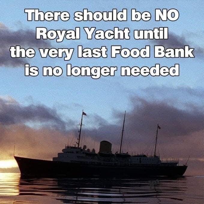 #FOODBANK Britain

SHARE if you agree that there should be NO Royal Yacht until food banks are no longer needed.

#BrokenBritain