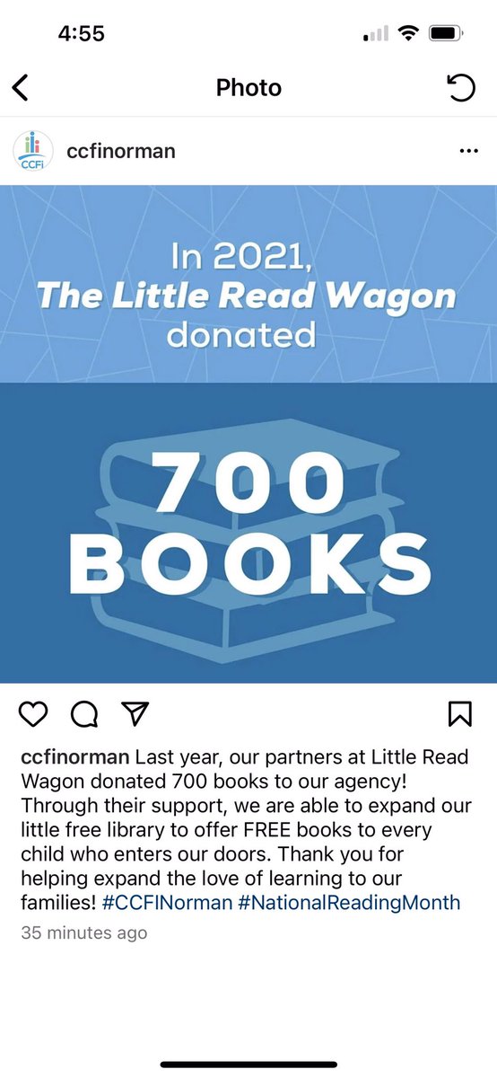 WagonRead's tweet photo. Thank you for the shout out @CCFInorman! #communitythroughbooks #communitypartnerships https://t.co/hkGYZ7k9ME