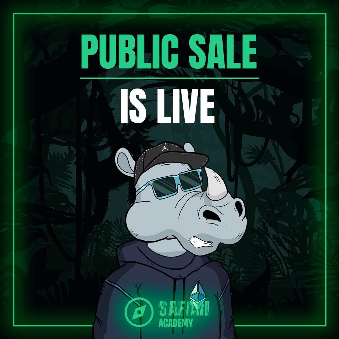 Today The Safari Academy opens their doors and is ready to enrole their 1st set of students!

PUBLIC SALE IS LIVE! 🚀🚀
.
.
.
.
.
#NFTLaunch #NFTProject #eth #Ethereum #opensea #launch #NFTdrops