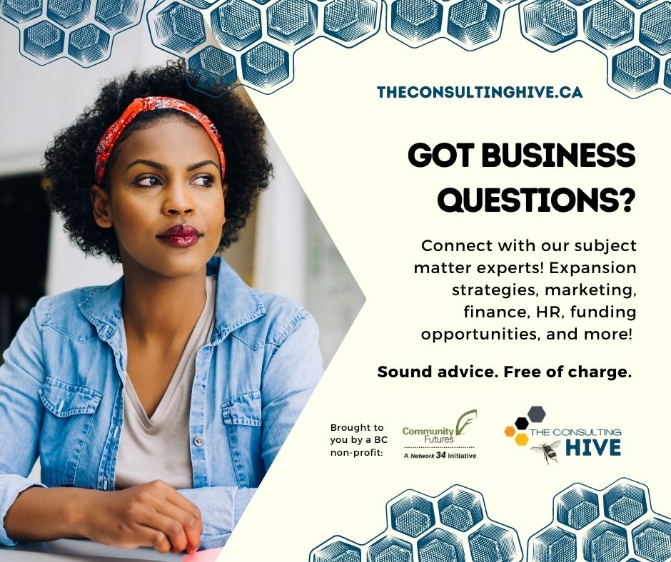 Comm_FuturesAC's tweet image. Ask away! If it&apos;s about business, anything goes at The Consulting Hive. If you need help with a business predicament, idea, or goal, there&apos;s free expert advising from a network of consultants!

#TheConsultingHive #CommunityFuturesBC