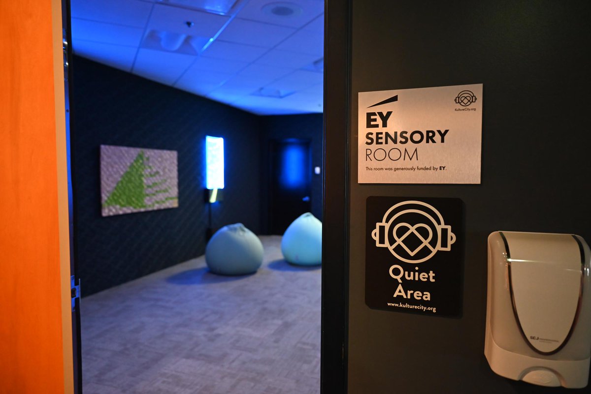 adventuresci's tweet photo. We are excited to announce the opening of the EY Sensory Room β a sensory-sensitive place for guests who may feel overstimulated during their adventure. Thanks to #EY for making this room possible, @kulturecity for designing the space, & @JasonIsbell for coming to help us celebrate! https://t.co/kGlOT3gCCa