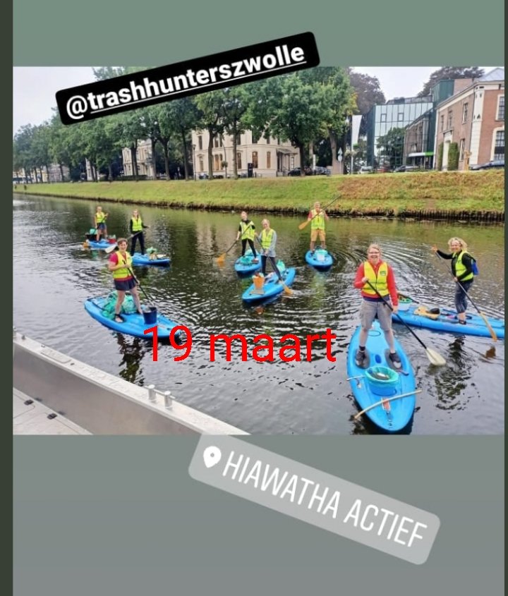 19 maart. Landelijke opschoondag. Het moment om voor het eerst met de SUP (of kano) weer de stadsgracht afvalvrij te maken. Help je mee?  Start 8:45 uur. Aanmelden via trashhunterszwolle@gmail.com. Na bevestiging onze kant is de plek gereserveerd voor je.