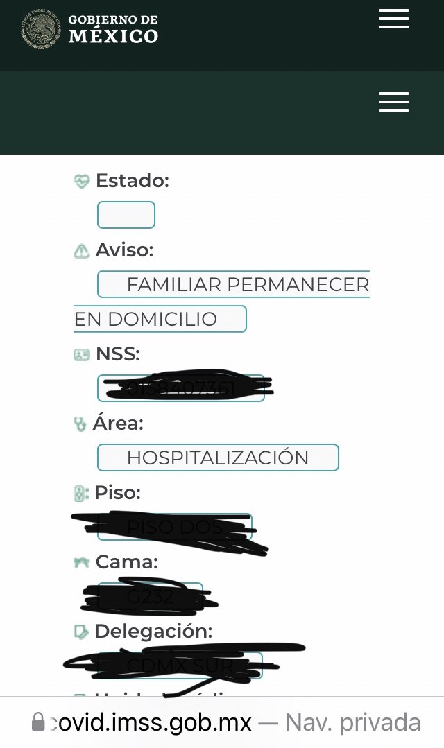 virireg's tweet photo. @Tu_IMSS familiar internado por covid, el link que nos proporcionaron para informe medico no contiene datos de su estado de salud, OJO: puede ser una buena herramienta para evitar contagios siempre y cuando se actualice con la información necesaria https://t.co/d3SdKWxOW7