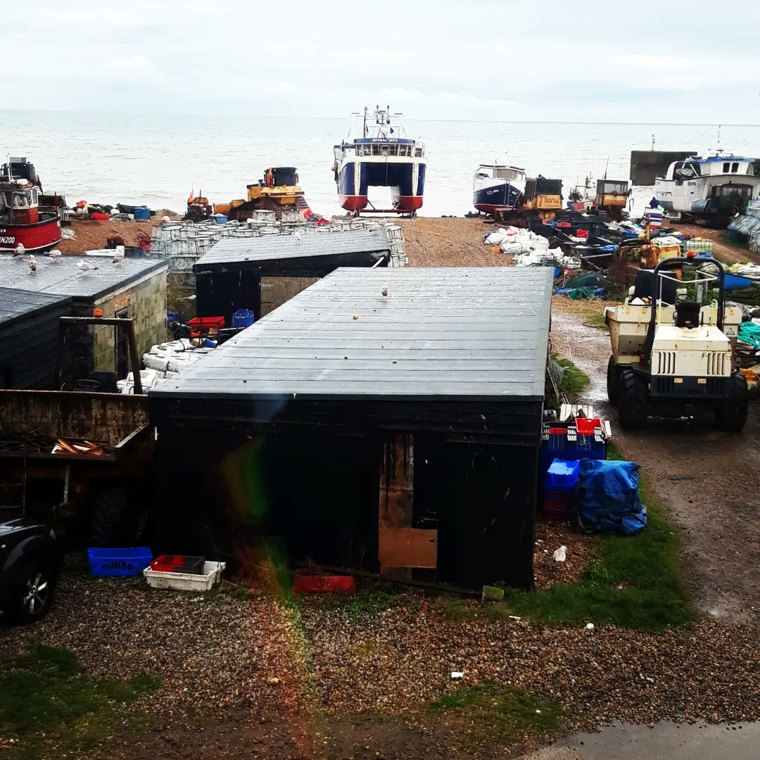 ShellyBerryUK's tweet photo. These #photographs of #hastings #beach taken from @_art_on_sea don't do the view justice.  The colours from the #fishing #boats and other equipment were so striking against the slightly stormy #sea and sky. I do love our #coastline 🌊
#britishcoast #sussex #hastingscontemporary https://t.co/iFGrpILyBx