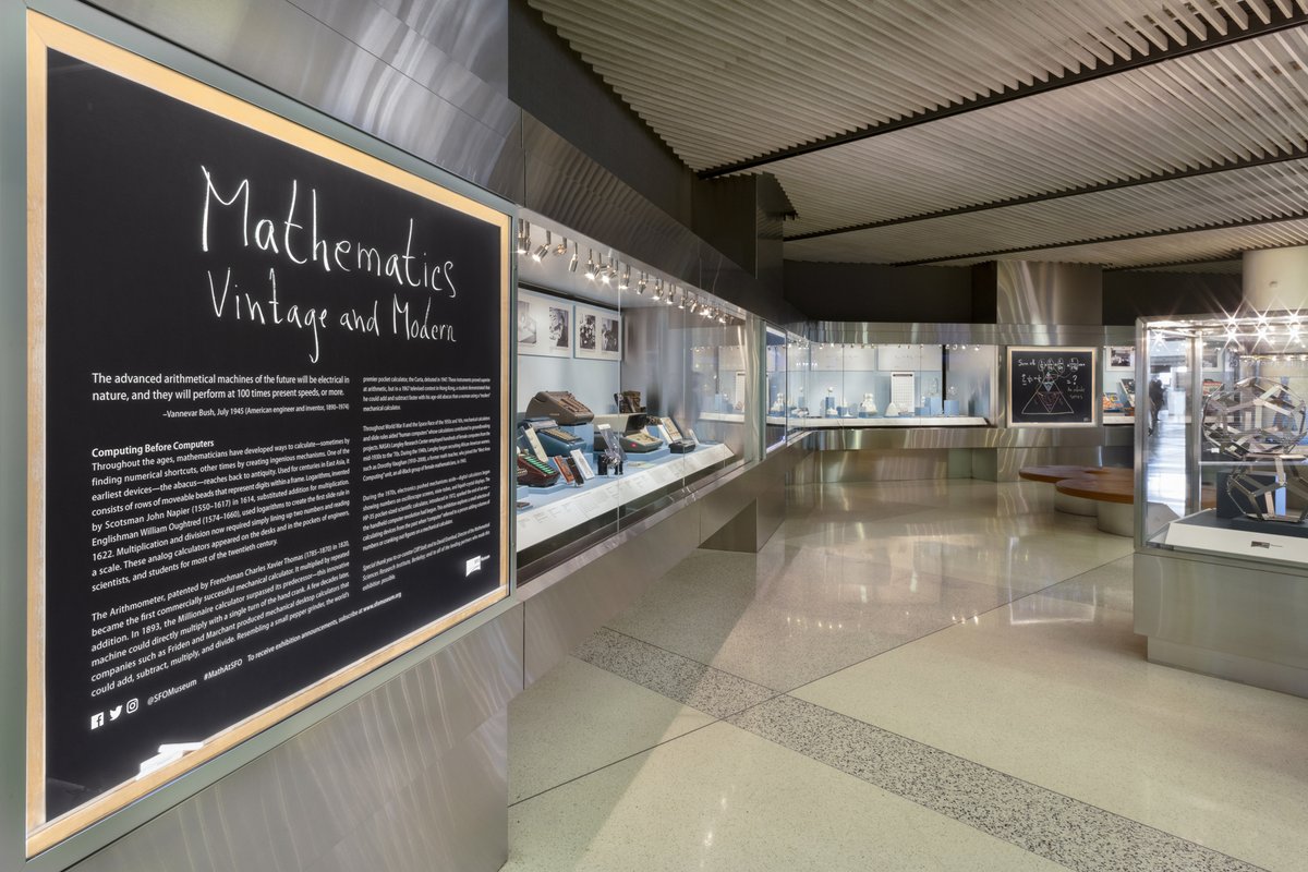 SFOMuseum's tweet photo. Check out our exhibition “Mathematics: Vintage and Modern” for the math behind Rubik’s cubes, Klein bottles, and knots, among much, much more. It’s on view post-security in Terminal 2 and online at https://t.co/loGSK6ryKu #PiDay #MathAtSFO #math https://t.co/omRGkfpKtv