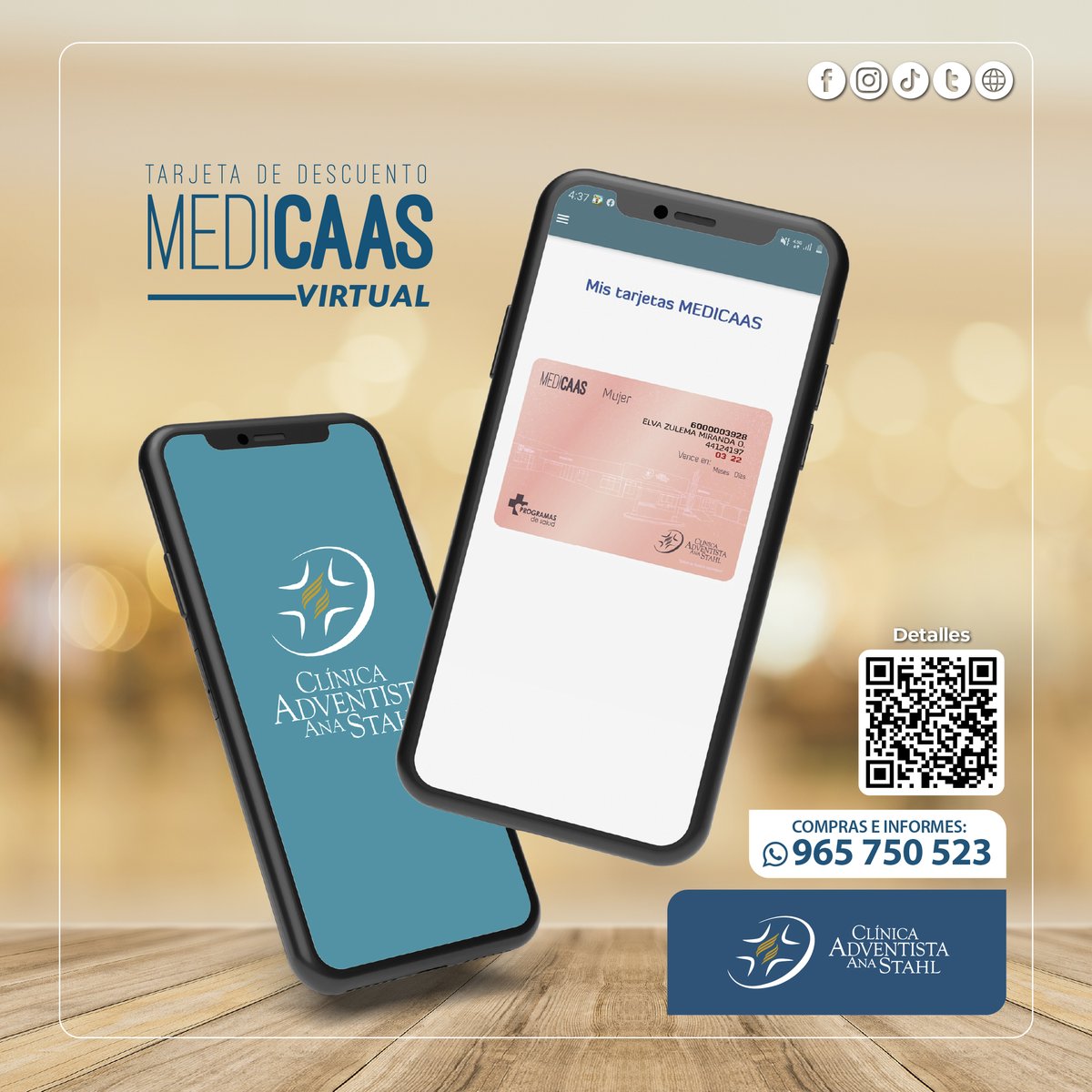 ClinicaStahl's tweet photo. Tenemos para cada integrante de la familia, tarjetas de descuento en exámenes, consultas médicas y medicamentos, para cuidar tu salud de forma integral.
Estos beneficios y mucho más por solo ¡S/. 45.00 Soles por año!
DetallesÑ
https://t.co/d9mOcvK8hM
#MEDICAAS #TARJETADEDESCUENTO https://t.co/ugWDDiqdQk