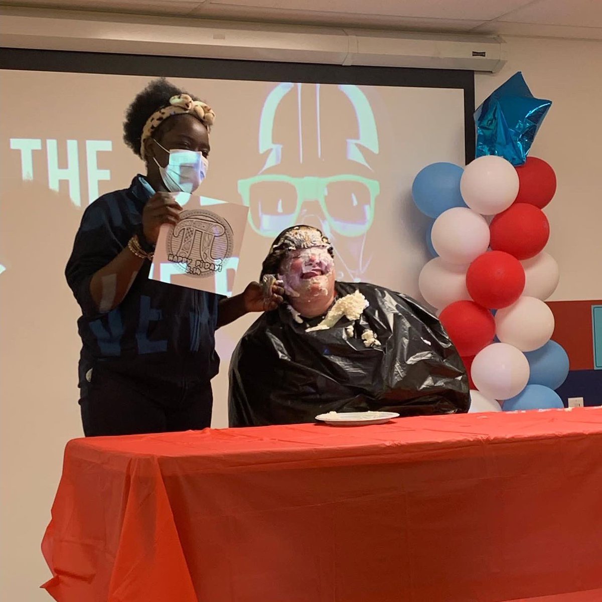 PinesPatriots's tweet photo. HAPPY PI DAY! These three lucky Patriots solved the Pi Day Challenge and were able to ‘pi’ an administrator in the face! 😂 

#CSUSAToday #CSUSAProud #CSUSA #Florida #FL #SouthFlorida #Broward #BrowardCountyFL #BrowardCounty #PembrokePines #Pines @CSUSAhq @rwindlerfreitag https://t.co/83waJV7X8Y