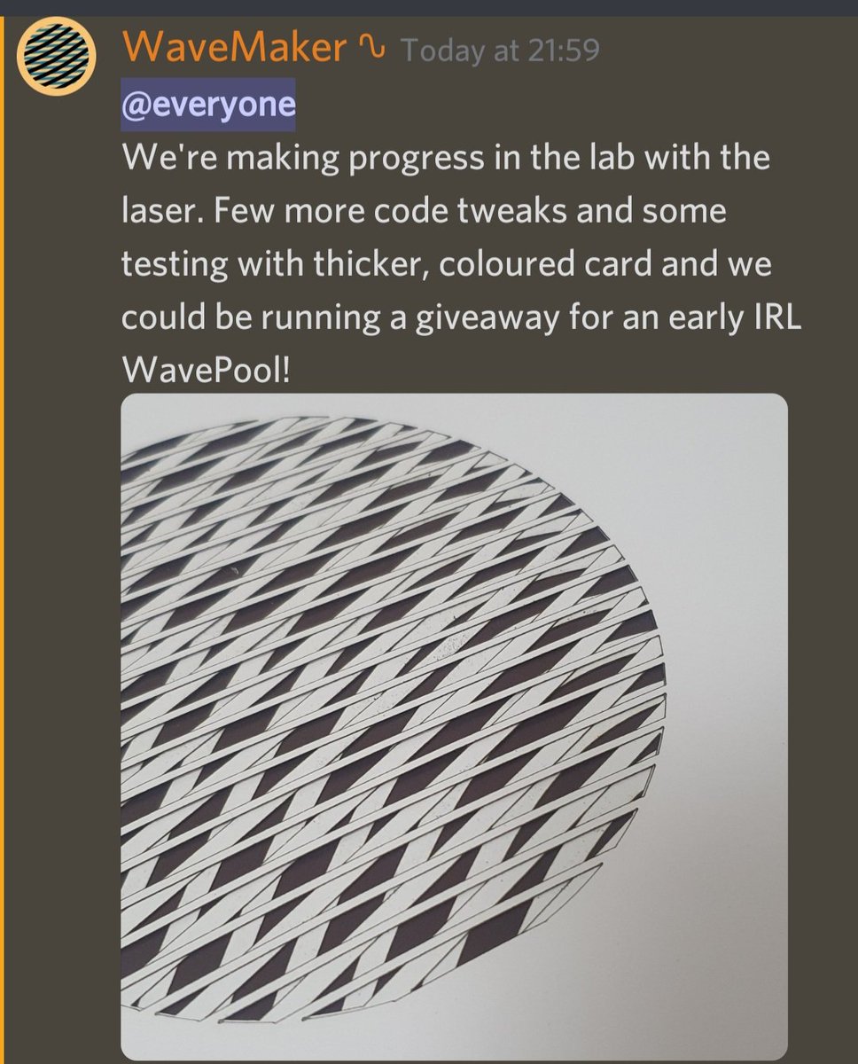WavepoolsNFT's tweet photo. IRL versions are taking shape 👀

#NFTs #IRLPerks #NFTCommunity #ETH #LaserCutting https://t.co/tkj1kW7zL3