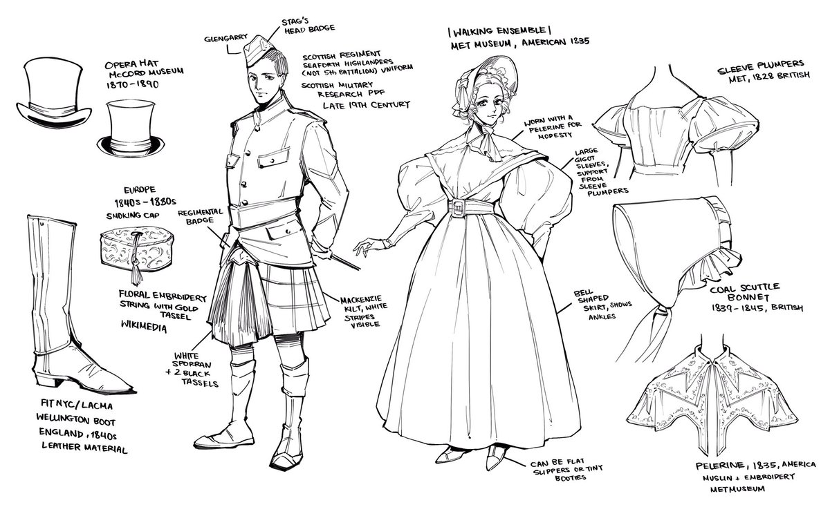 Still waiting to post more finished work but in the meantime I've been doing sketches for a fashion history class! :DD 