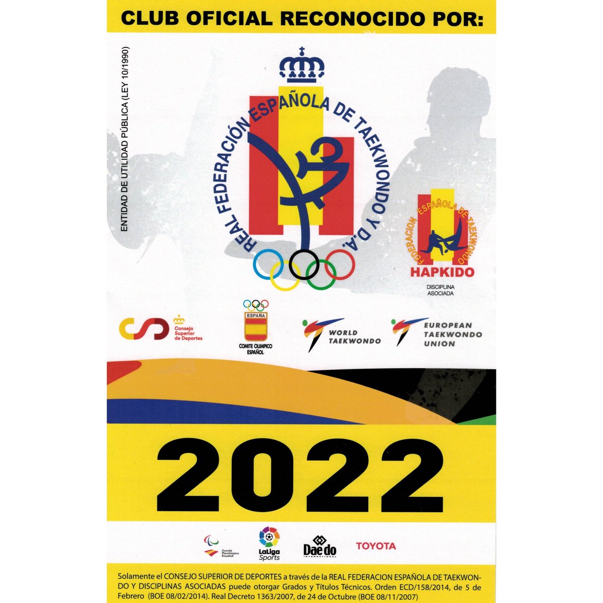 Gracias al trabajo realizado a lo largo de todos estos años y a la formación continua de los maestros y profesores de nuestro Club, hemos recibido por parte de la RFET el reconocimiento y la capacitación para poder realizar los exámenes de grado hasta 2º DAN en nuestro Club.