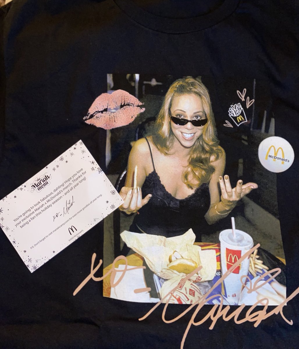 SBBookJBraxton's tweet photo. On a brighter note.. my @MariahCarey merch finally came.. thanks @McDonalds! #MariahMenu https://t.co/uEOEkoIz3d