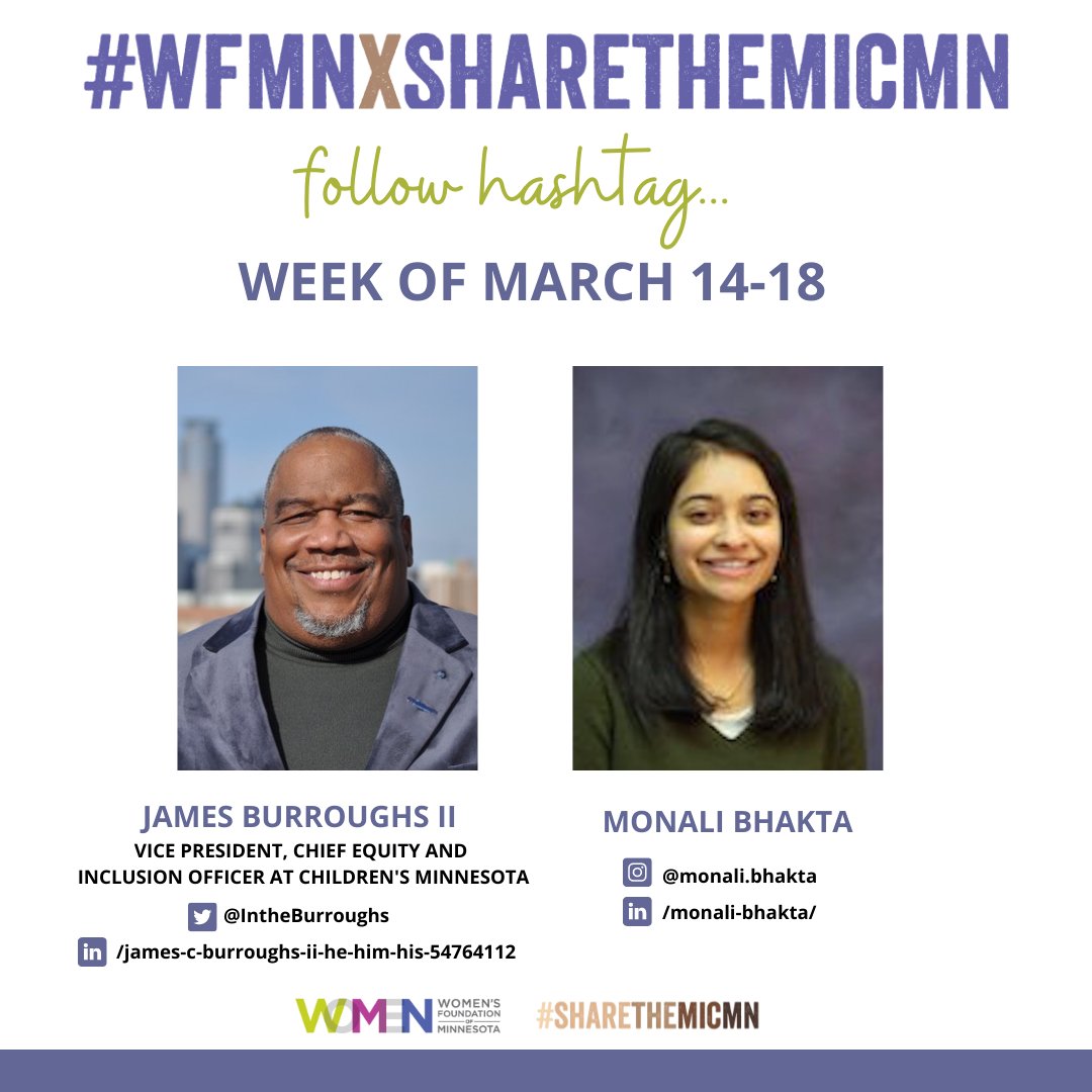 Continuing the #WFMNXSHARETHEMICMN collaboration this week between WFMN and <a href="/sharethemicmn/">#ShareTheMicMN</a>, Young Women's Cabinet Member Monali Bhakta is taking over the LinkedIn account of <a href="/IntheBurroughs/">James Burroughs</a>, VP, Chief Equity &amp; Inclusion Office at <a href="/Childrensmn/">Children's Minnesota</a> along w/his blog, "In the Burroughs!"