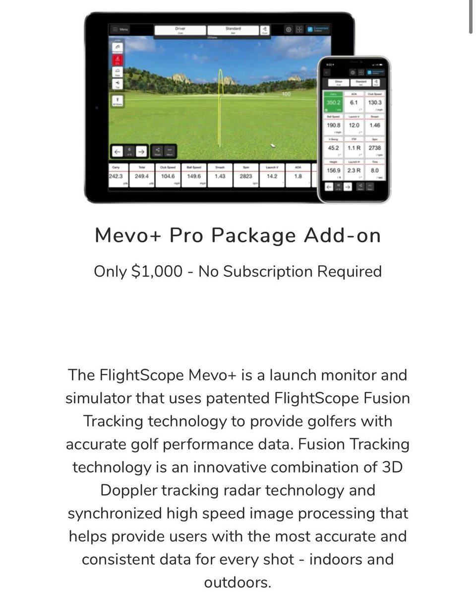 FlightScopeGolf's tweet image. Breaking down our new FlightScope Mevo+ Pro Package 💪

#PerformanceDataYouCanTrust