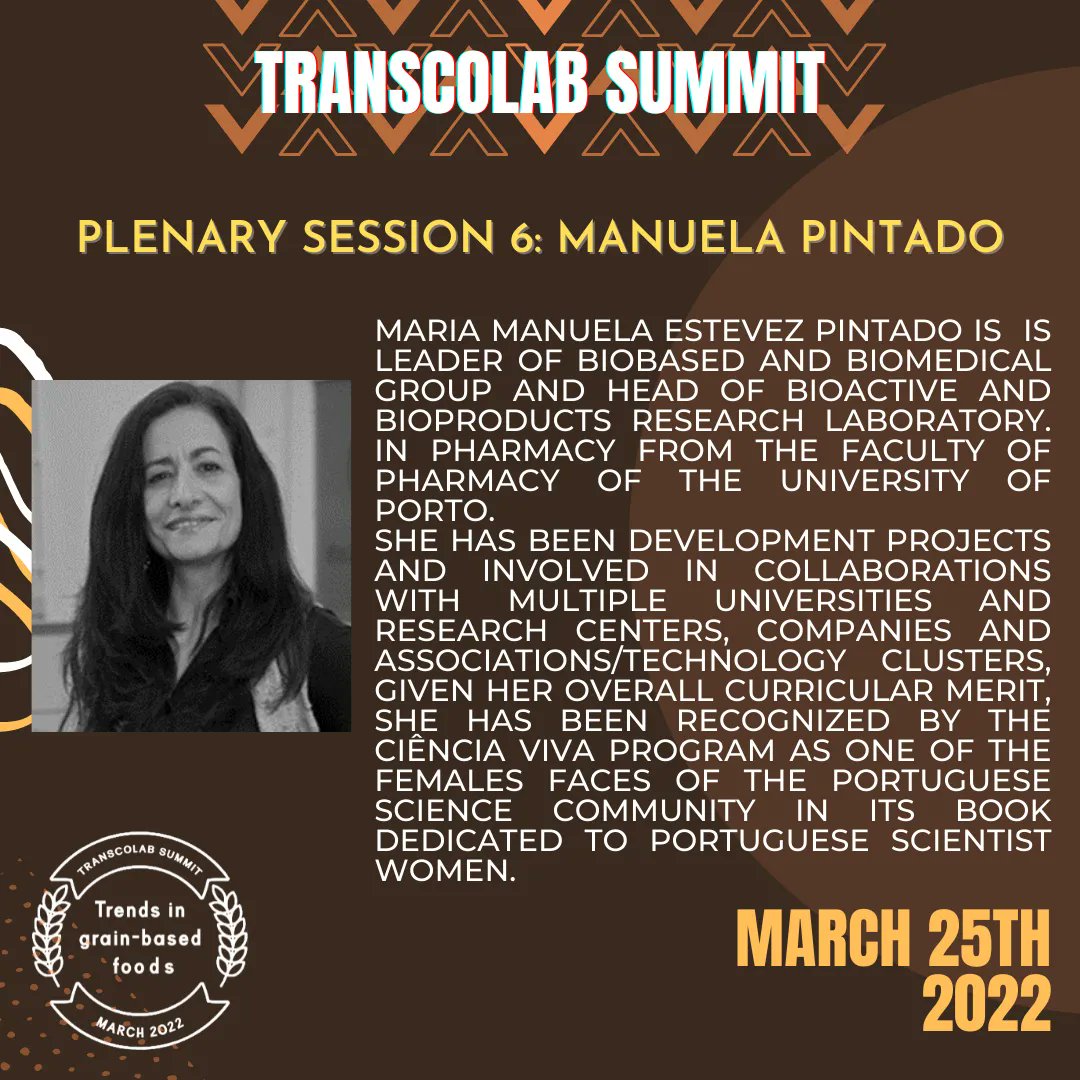 biochemcore's tweet photo. Trends in grain-based foods

Plenary session 6: Manuela Pintado
"Cereals: innovation opportunities for food sector in a circular economy context" https://t.co/dZJPoURyrj