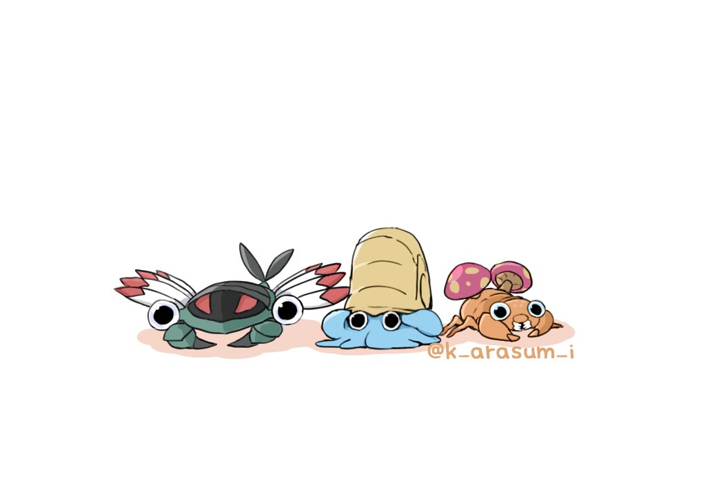 no humans pokemon (creature) white background black eyes simple background mushroom twitter username  illustration images
