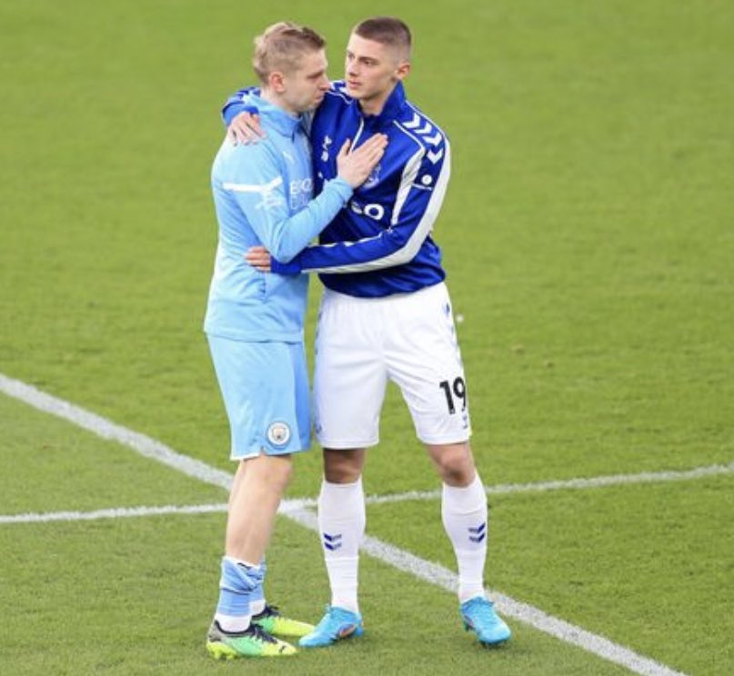 StHildasCE's tweet photo. Zinchenko and Mykolenko were unified against the invasion of their country even though they play for different teams. Mykolenko then gave Sam, a true Blue, his shirt at the end of the match. This Friday we are raising funds for the Ukraine and Children in Need. #StHilda’svalues https://t.co/wjkyOdfVfZ