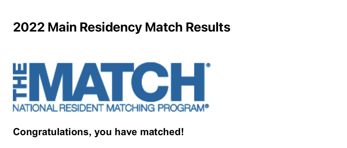 RegChan20's tweet photo. !!!
Absolutely surreal to be reading these words, words I've been wishing to see for 4 years. Cannot wait to see where I go later this week for my next stage of life and training🩺 #Match2022 #physiatry https://t.co/VCGO2HHqG0