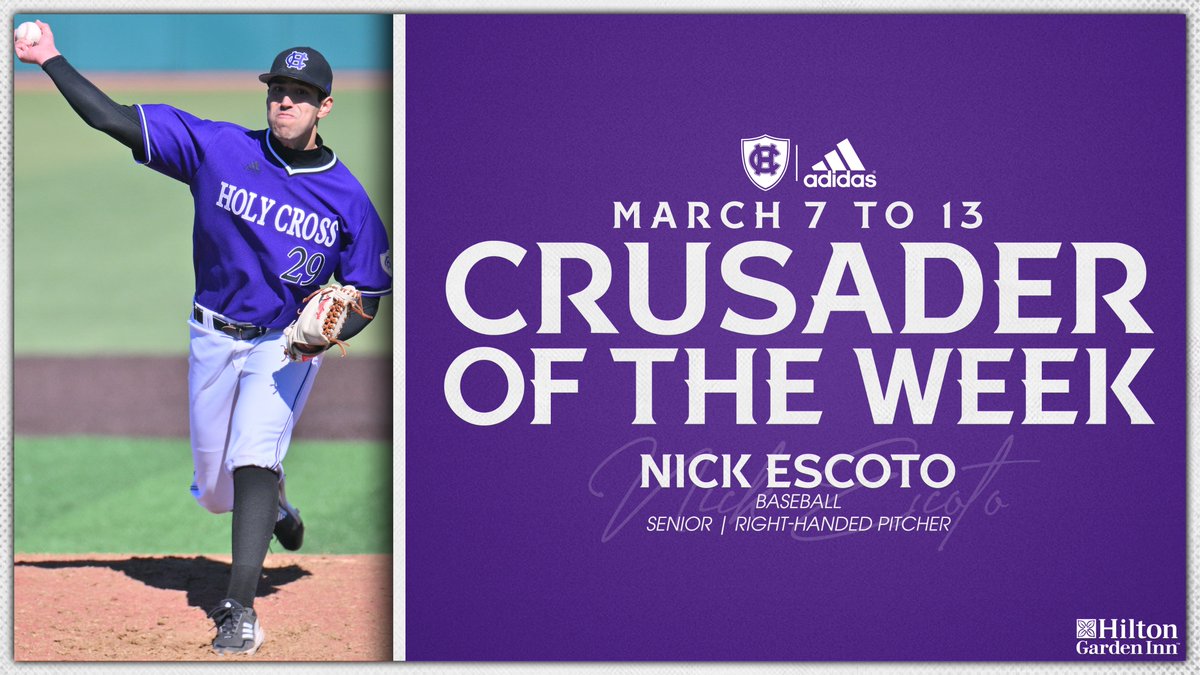 GoHolyCross's tweet photo. Senior Nick Escoto of @HCrossBaseball is our latest Hilton Garden Inn Crusader of the Week!

https://t.co/aR4YqY2a5S

#GoCrossGo https://t.co/NSyvSqP6n8
