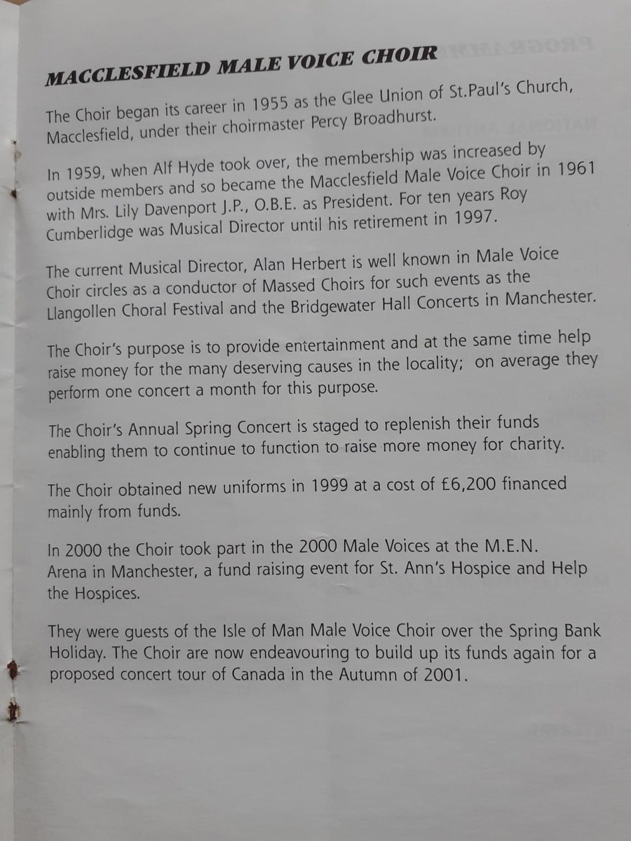 MacclesfieldM16's tweet photo. Blast from the past 2001 programme from our choir with Flint Male Voice Choir and soloist Simon Roberts.
#flintmalevoicechoir #macclesfieldmalevoicechoir #choir #concert #macclesfield #Cheshire #Wilmslow #flintwales #Poynton #knutsford #macclesfieldunitedreformchurch https://t.co/Aowxk0wTpL