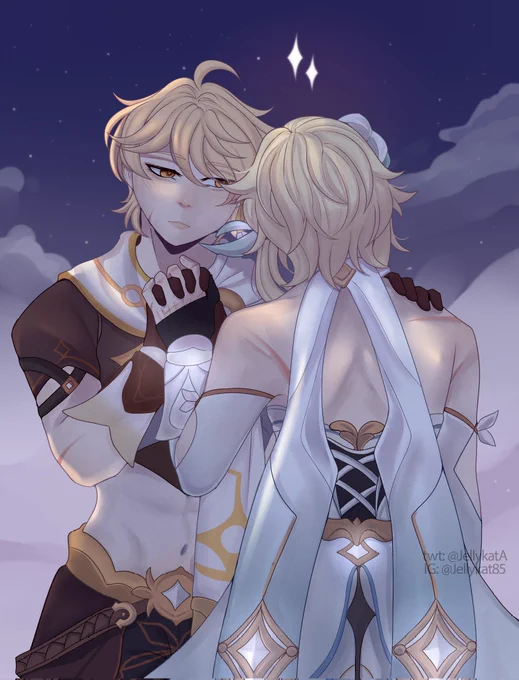 "Yes, of course. Home is wherever we are together"  #GenshinImpact #原神 #Aether #Lumine 