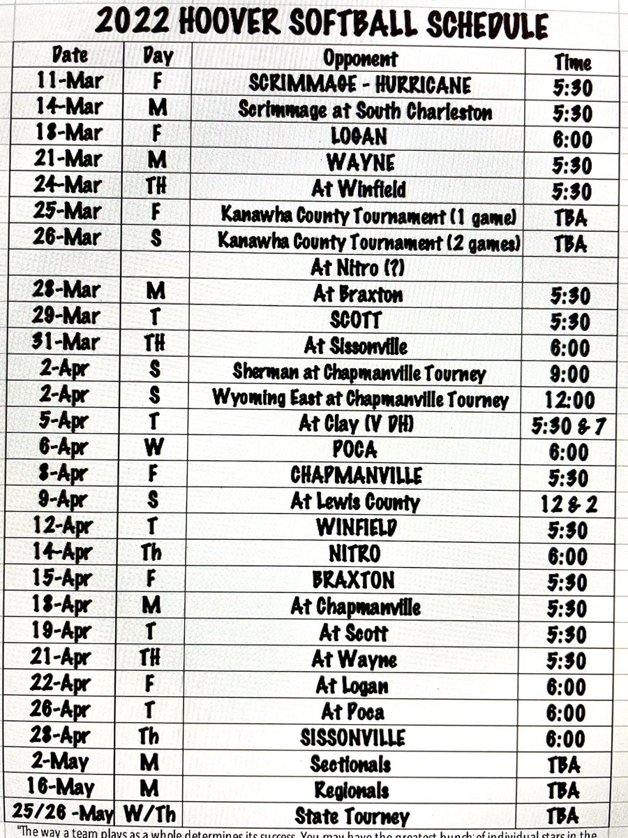 2022 schedule