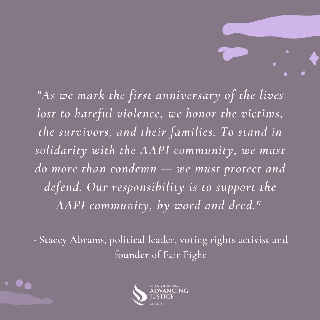 AAAJ_Atlanta's tweet photo. Together, we can struggle in more powerful ways for community safety and healing, for racial and economic justice, for #BlackLivesMatter, #MyBodyMyChoice, #BuildCommunitiesNotCages, #HandsUpDontShoot, #ProtectOurElders, #NoMuslimBan, #WorkerRights and more.

#RememberingMarch16 https://t.co/6ypVmzDJEW