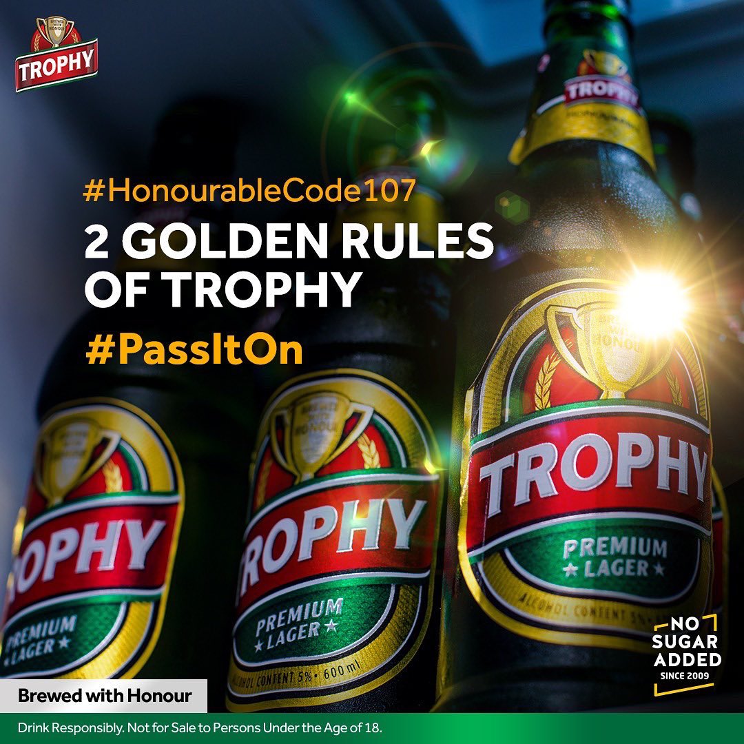 TrophyLager's tweet photo. #HonourableCode 107.
Here you go, Honourable - The 2 golden rules when enjoying your bottles of Trophy.
#PassItOn by sharing these “commandments” to an Honourable who needs to see them.
#FromOneHonourableToAnother https://t.co/wbm03C4HTS