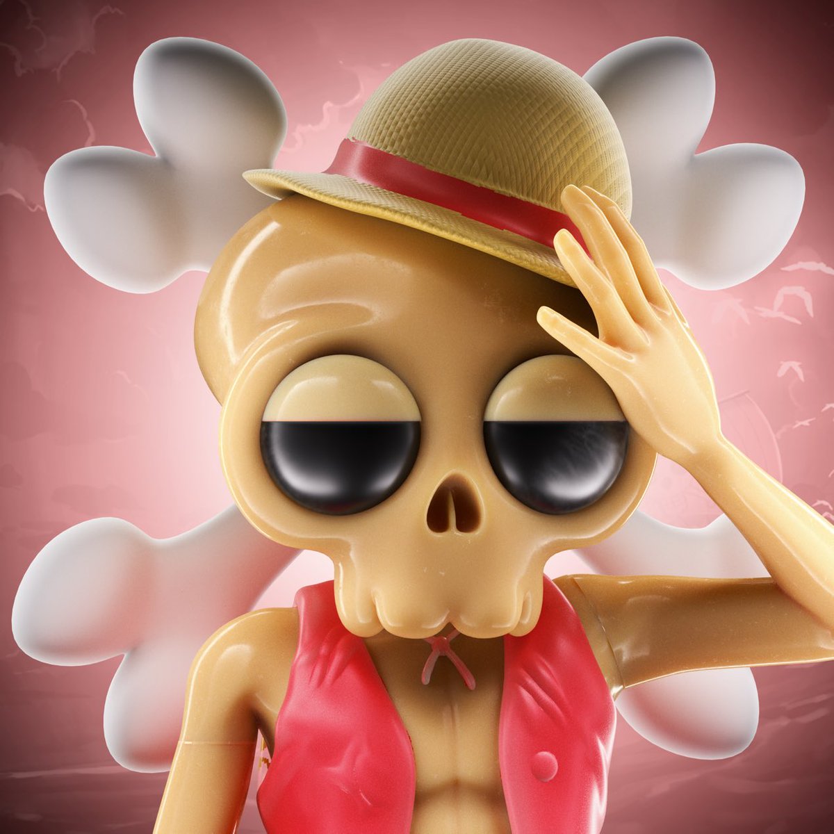 Did you say straw hat? 

This Little Skull is a brave captain leading his crew to find the one piece

To celebrate our first reveal, we offer 5 WL spots:
- Follow ⁦<a href="/thelittleskulls/">Littleskulls</a>⁩
- Retweet and like
- Tag 2 friends