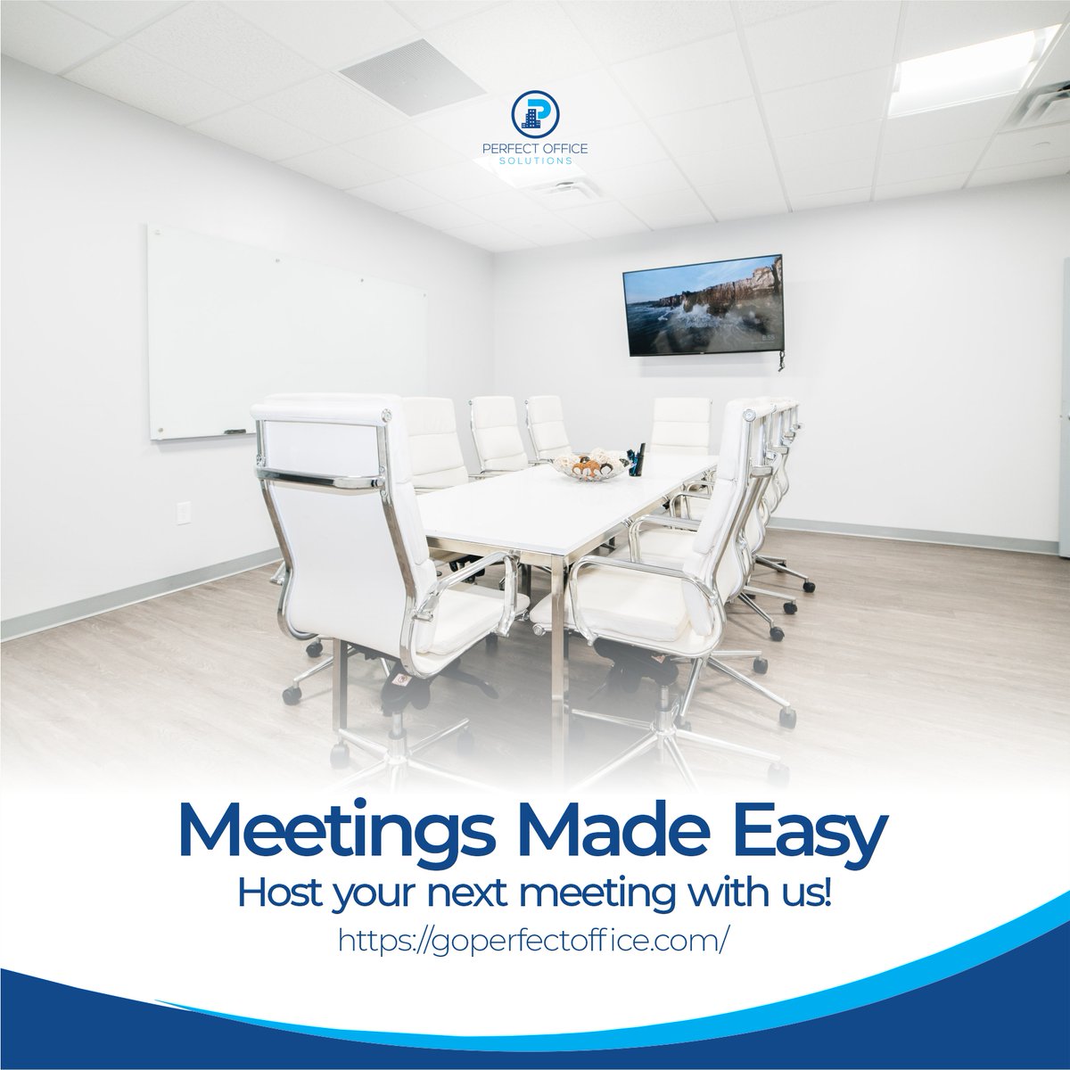 Need a place to meet with your team? We’ve got you covered! 

We have conference rooms in all our locations, perfect for business meetings. Check out goperfectoffice.com to learn more!