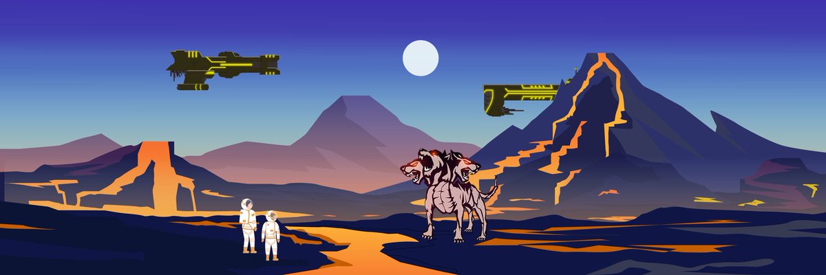 0xMultiScape's tweet photo. #Cerberus has arrived on Volcano’s @0xMultiScape! Will it be up to him to face the mysterious alien spaceships🚀? 

Time for a #NFTGiveaway giveaway: try to win 10 WL Spots!

To win 👇
Like and retweet
Follow @0xMultiScape and @CerberusZone
Join Discord: https://t.co/3RldJDhnd2 https://t.co/LYDN2eX70q