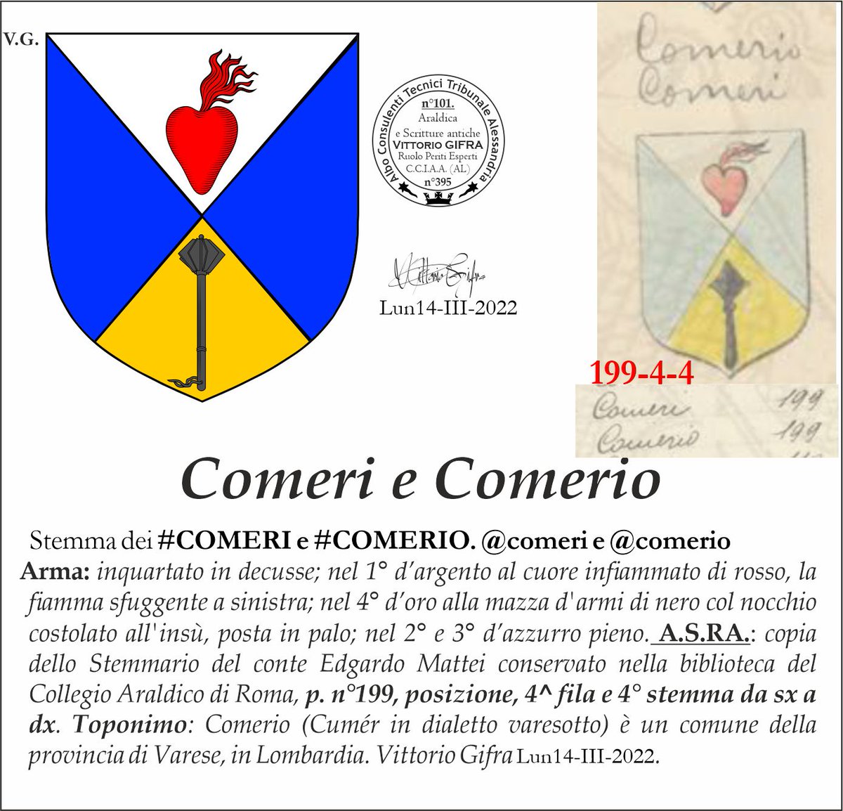 VGIFRA's tweet photo. Stemma dei #COMERI e #COMERIO. @comeri e @comerio
Toponimo: Comerio (Cumér in dialetto varesotto) è un comune della provincia di Varese, in Lombardia.
Vittorio Gifra Lun14-III-2022. https://t.co/nrBCD9Hkia