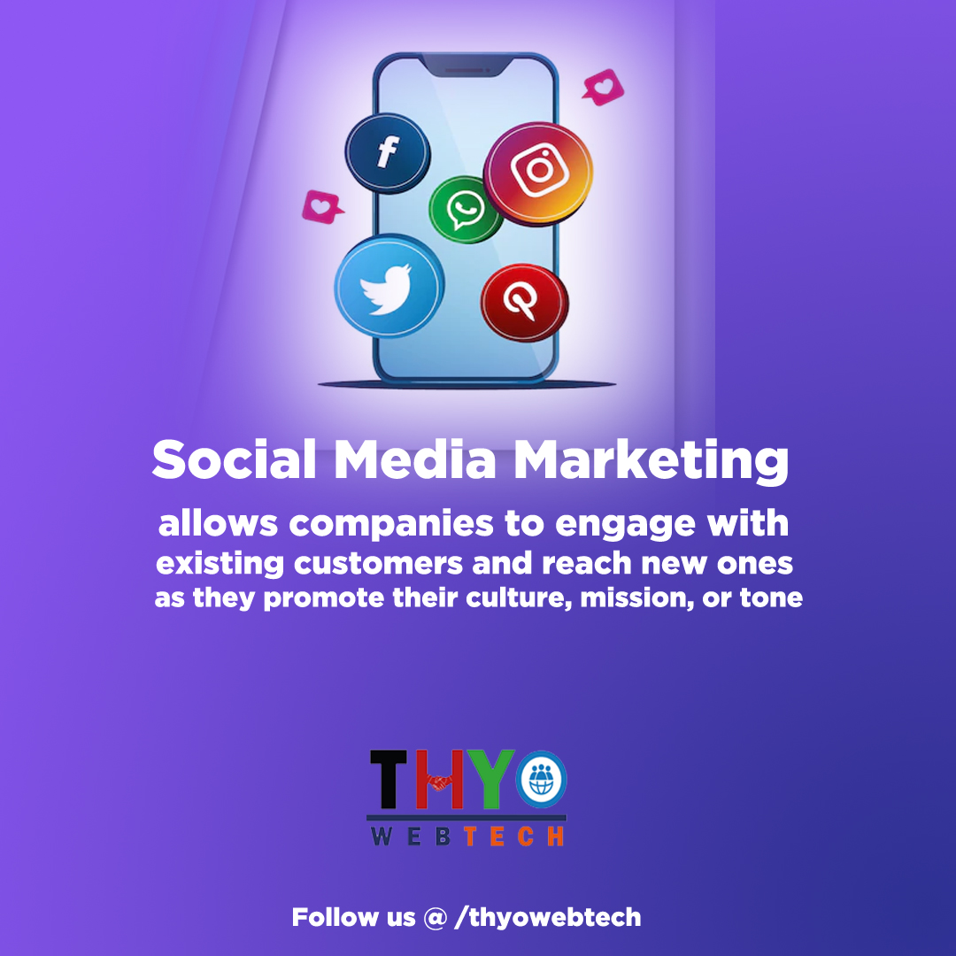 thyowebtech's tweet photo. Social Media Marketing allows companies to engage with existing customers and reach new ones as they promote their culture,mission, or tone.
#socialmediamarketing #digitalmarketing #thyowebtech #thyodigital https://t.co/9qJtqgMUTV