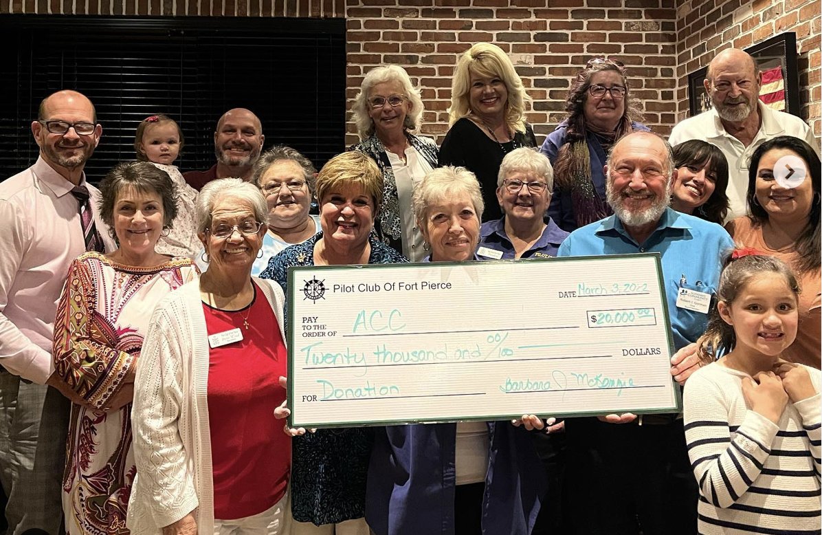 PilotClubFP's tweet photo. We presented @alzheimerscommcare with a $20,000 check from our 17th Annual Birdies for Bracelets Golf Tournament.Funds will benefit the ID Locator Bracelet Program for those suffering from Alzheimer’s. #endalz #PilotProud #nonprofits @Ft_Pierce @stluciesheriff https://t.co/A8GiPtRLW7