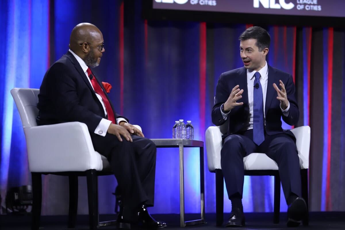 leagueofcities's tweet photo. “We are really looking forward to working with the local leaders making this happen.” - @PeteButtigieg, Secretary, U.S. Department of Transportation

 #CCCNLC https://t.co/FGWjFE56I2