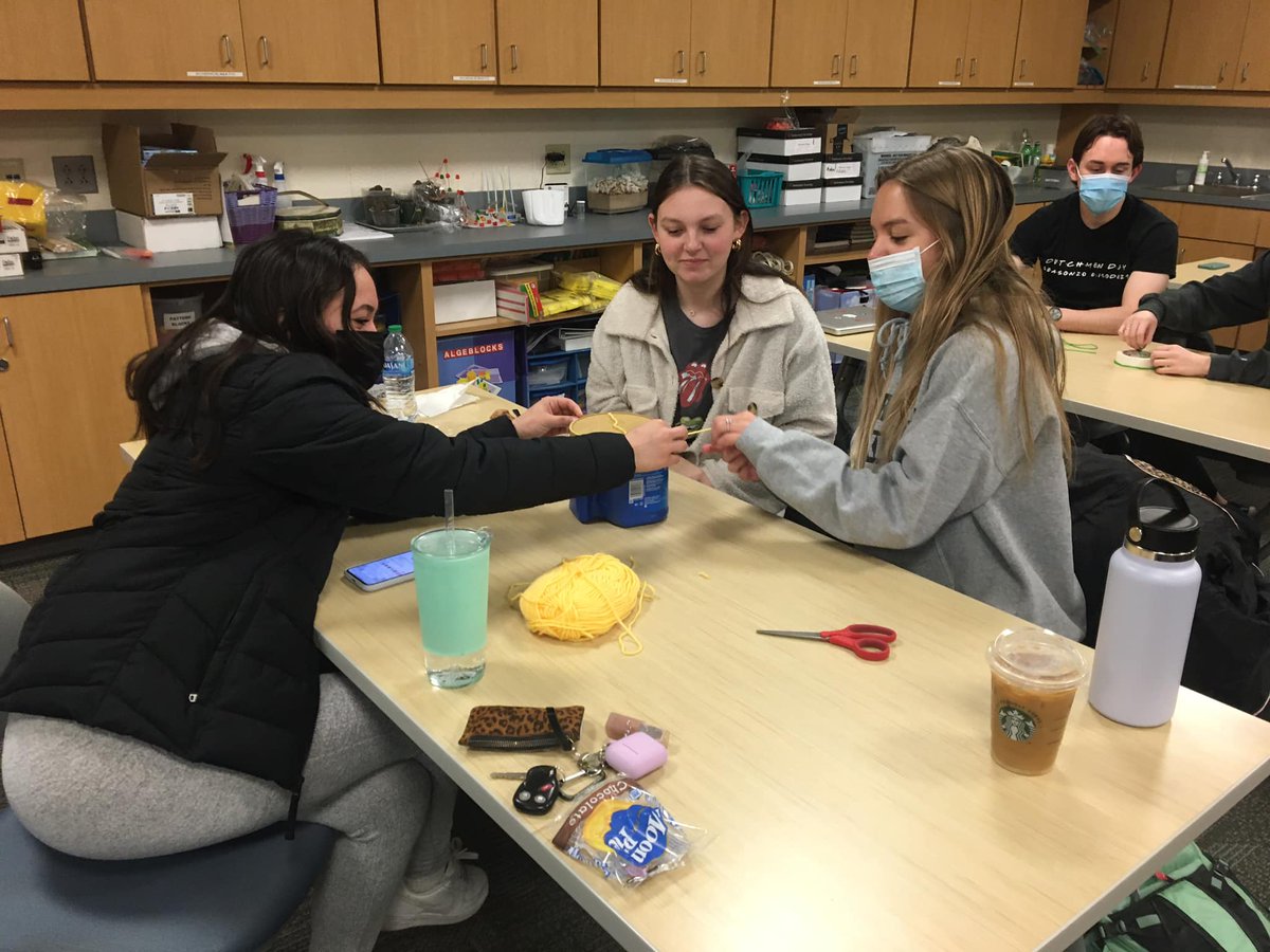STEM4PA's tweet photo. LVC students modeling the CRA strategy in Math to construct an understanding of pi.  We also had to eat Pie on pi day. https://t.co/1xGcazMHhq