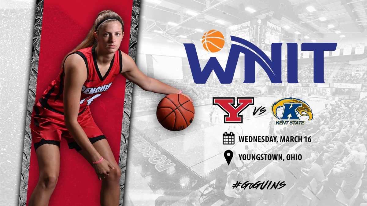 YSUWomensHoops's tweet photo. 🚨 WE HAVE ANOTHER HOME GAME!!! 🚨

We'll HOST Kent State on Wednesday in the opening round of the @WomensNIT!

Tip time and ticket info coming soon.

#GoGuins🐧 #WNIT https://t.co/oq1bvvP4Z6