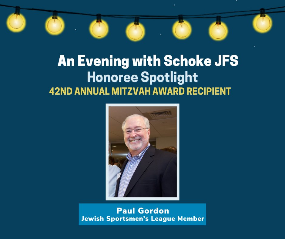 JFS_CT's tweet image. The Jewish Sportsmen's League is being honored with the 42nd Annual Mitzvah Award for An Evening with Schoke JFS on May 22, 2022.
Today we highlight JSL member, Paul Gordon.

To learn more about the event and register, visit: ctjfs.org
#Stamford #FairfieldCounty