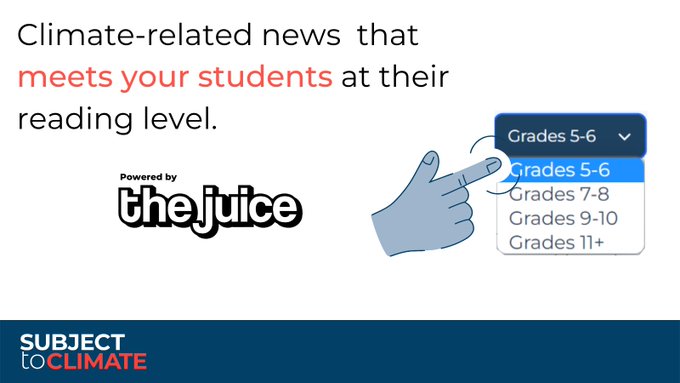 Juice_Learning's tweet image. We&apos;re excited to announce we have partnered with @subjecttoclimat to provide Ss-friendly climate news articles! Learn more&amp;gt;bit.ly/3puGTRa

#StCjuicenews #readinglevel #readingdifficulty #unbiasednews #newjerseyteachers #climatenews #vocabularywords #wordsoftheday #ELA