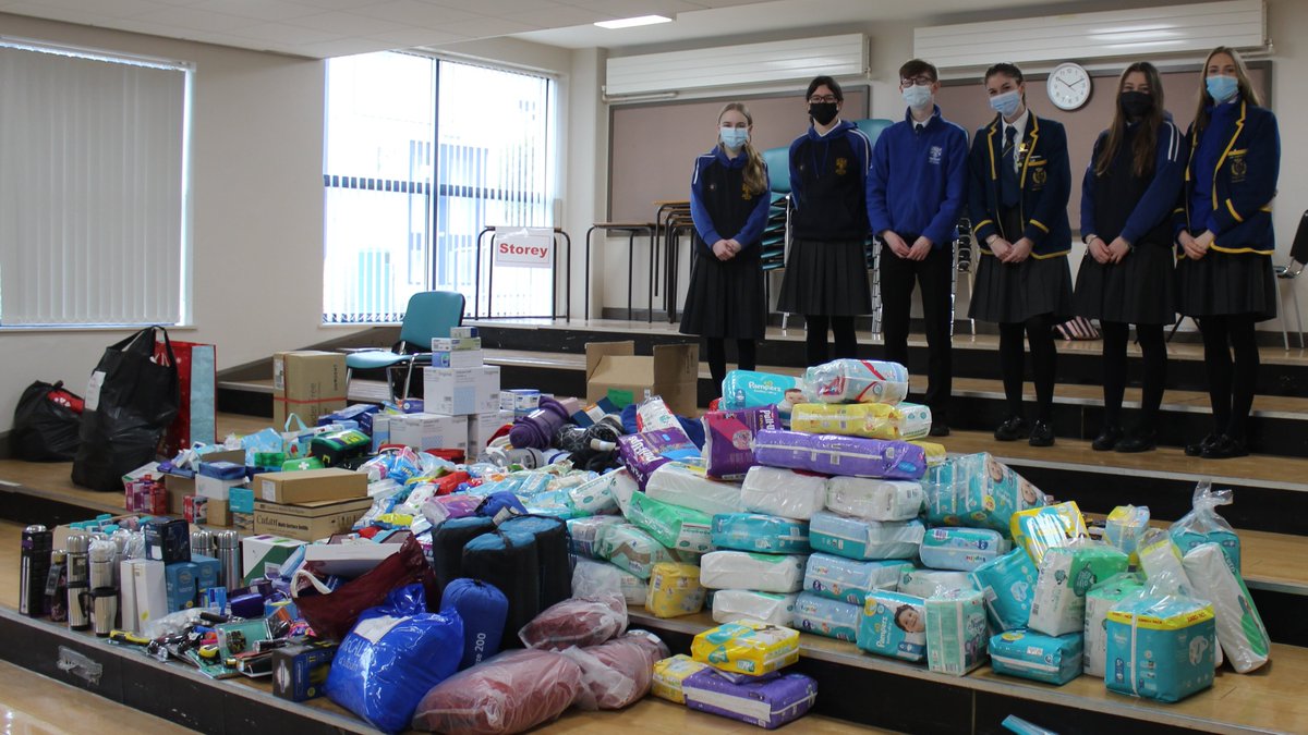 belfasthighsch1's tweet photo. We would like to thank all of our pupils, parents and staff for their amazing generosity to our Ukrainian Sunflower Appeal. Two separate journeys had to be made to StopCar in Mallusk due to the quantity of items donated. We have also sent a donation of £3,010 to the British Red https://t.co/FuECg9IWSG