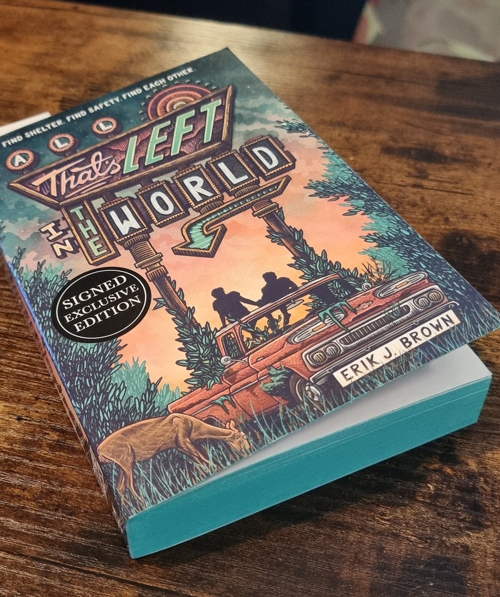 BettsEllie's tweet photo. Absolutely loving this cosy apocalyptic story from @WriterikJB so far. And look at the green pages 😍 https://t.co/6FcWJPt3F4