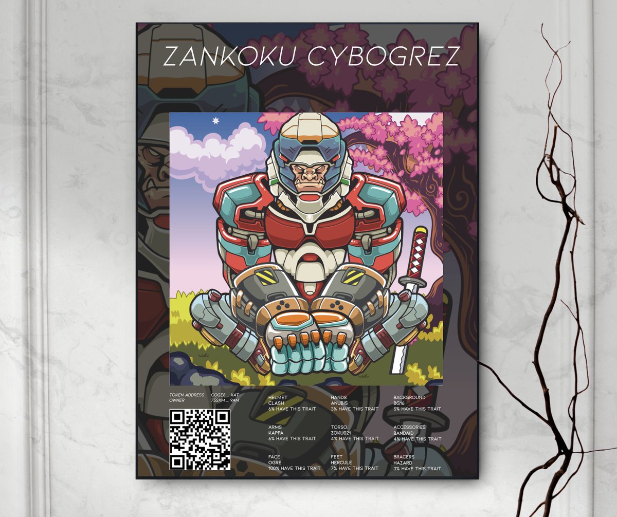 SwitchingChains's tweet photo. Created this design. 
Gonna implement the layout so now available 
Tomorrow i make the acrylic wall art irl

Proud holder of @ZankokuLabz 

what you think?
#nftprint #acrlicwallart #zankoku https://t.co/EAl9e4Q6tN