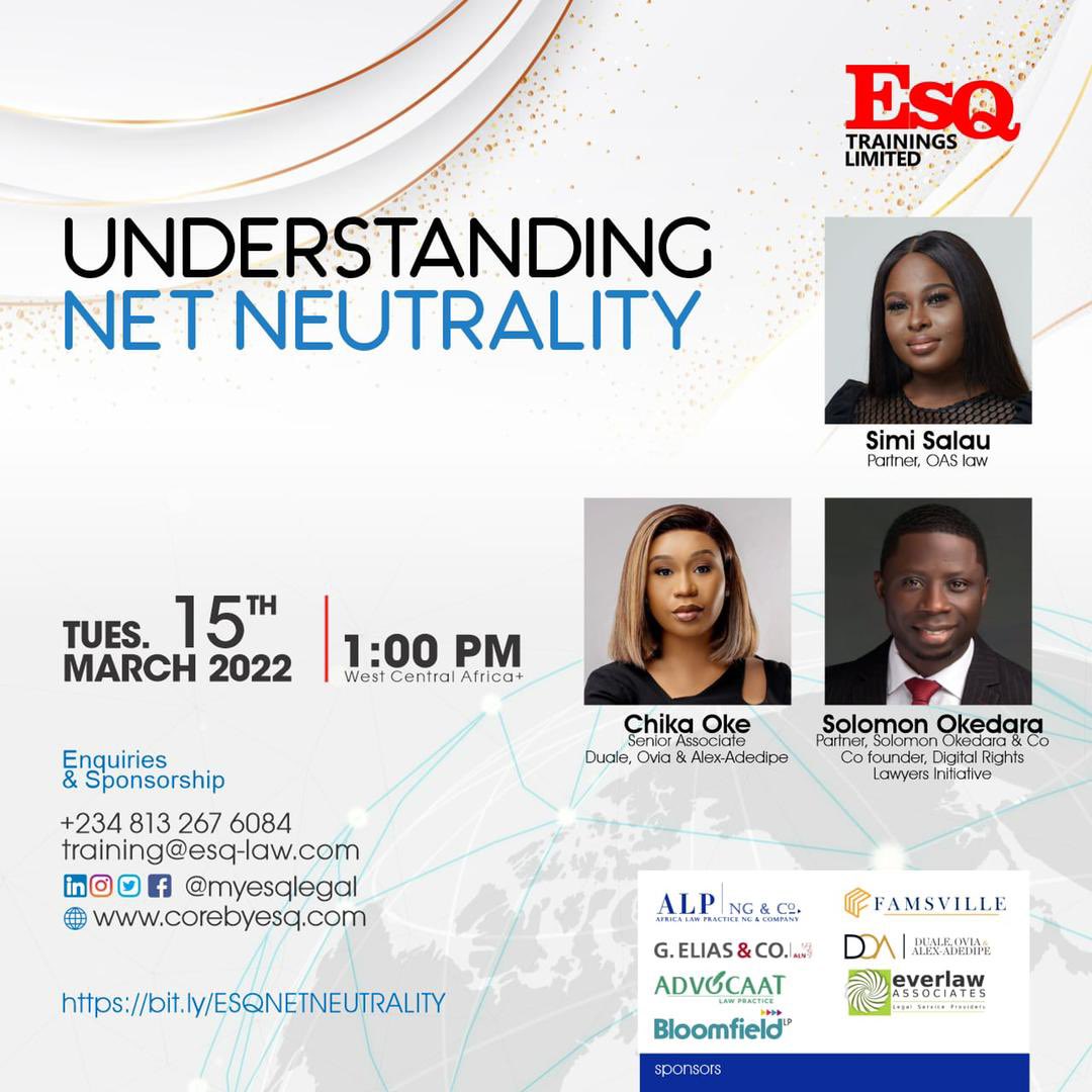 SolomonOkedara's tweet photo. I look forward to an engaging session tomorrow. Let’s look at net neutrality together, right here.👇🏽@myESQLegal https://t.co/sGhILmP41m