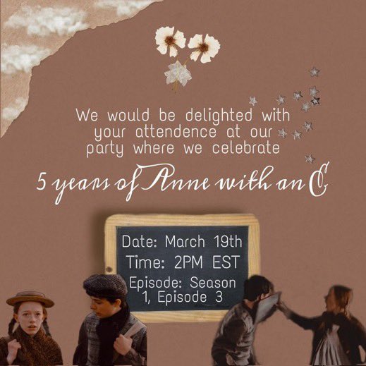 megskindreds's tweet image. ‼️ Attention AnnE Nation!!! ‼️
Nora (@norafromgg) &amp;amp; I have decided to hold an event for the 5 year anniversary of Anne With an E! We will be watching Season 1, Ep 3 at 2pm EST on 3/19! use the hashtag #5yearsofAnnE if you would like to join! #renewannewithane #AnnewithanE